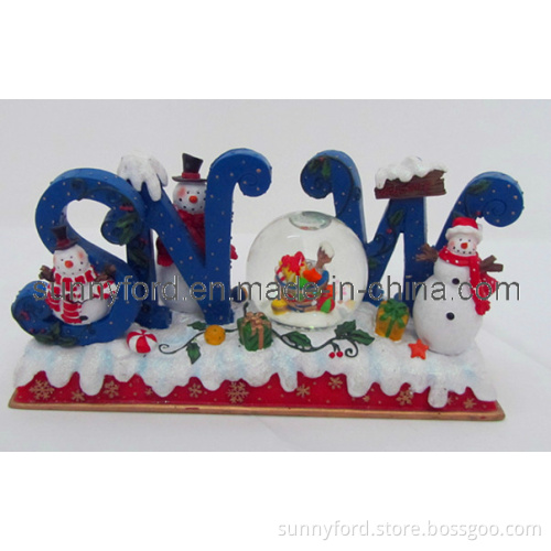 Polyresin Christmas Gift with Snowman and Snow Ball (SFR1604)